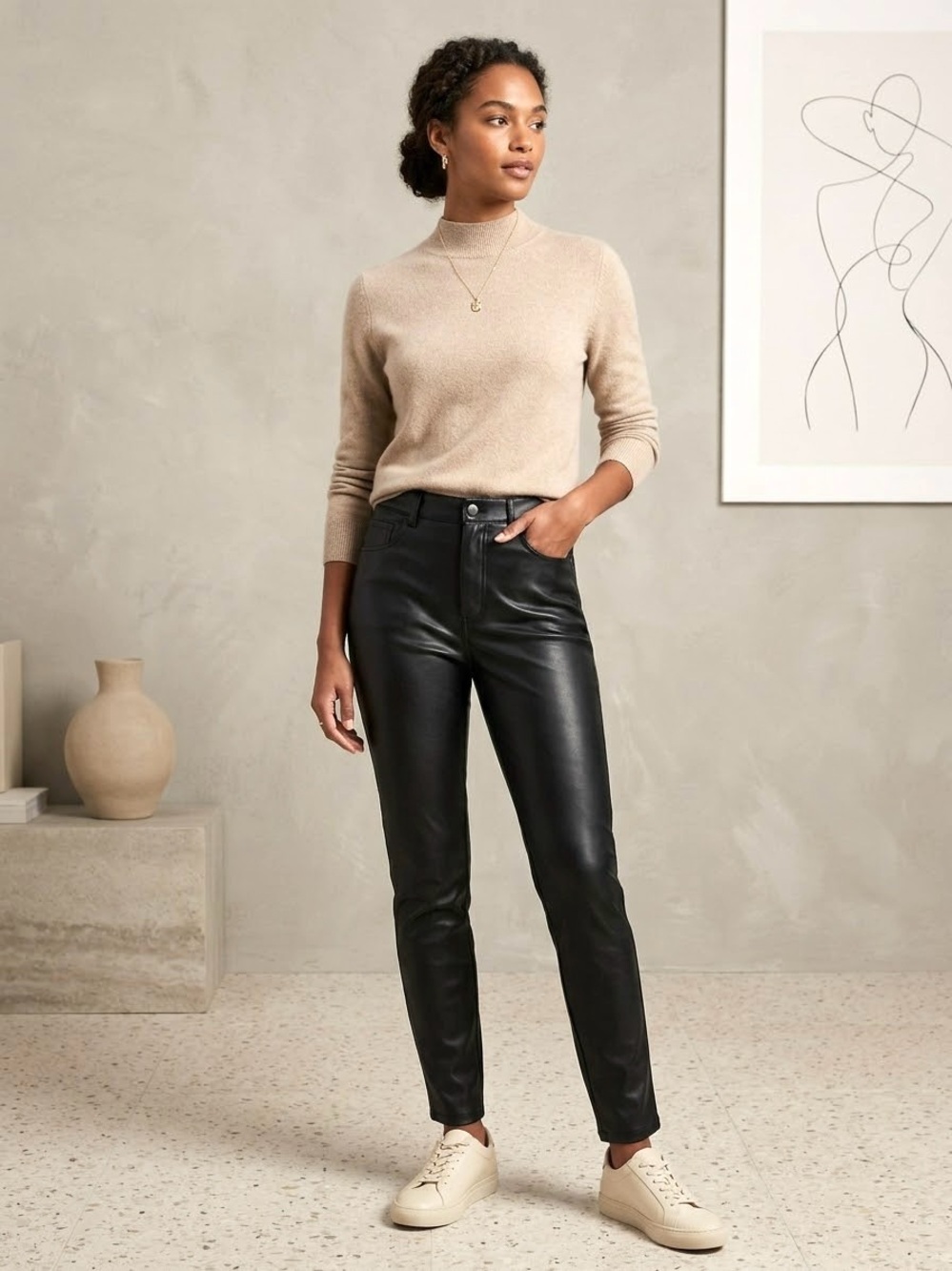 RW&CO. Black High-Rise Skinny Faux Leather Pants - Slim Fit - Size 29 Like New